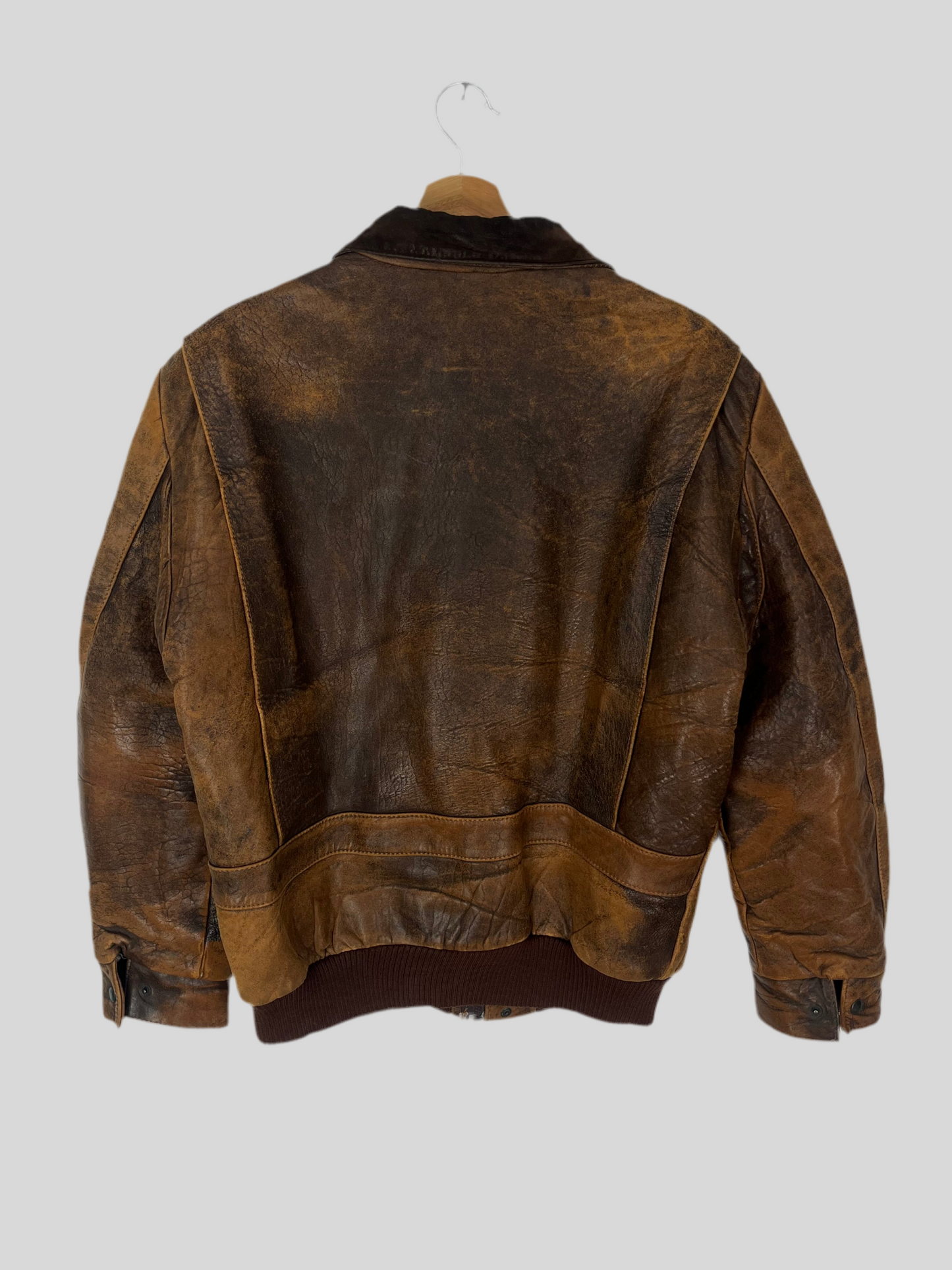 VINTAGE faded brown leather jacket