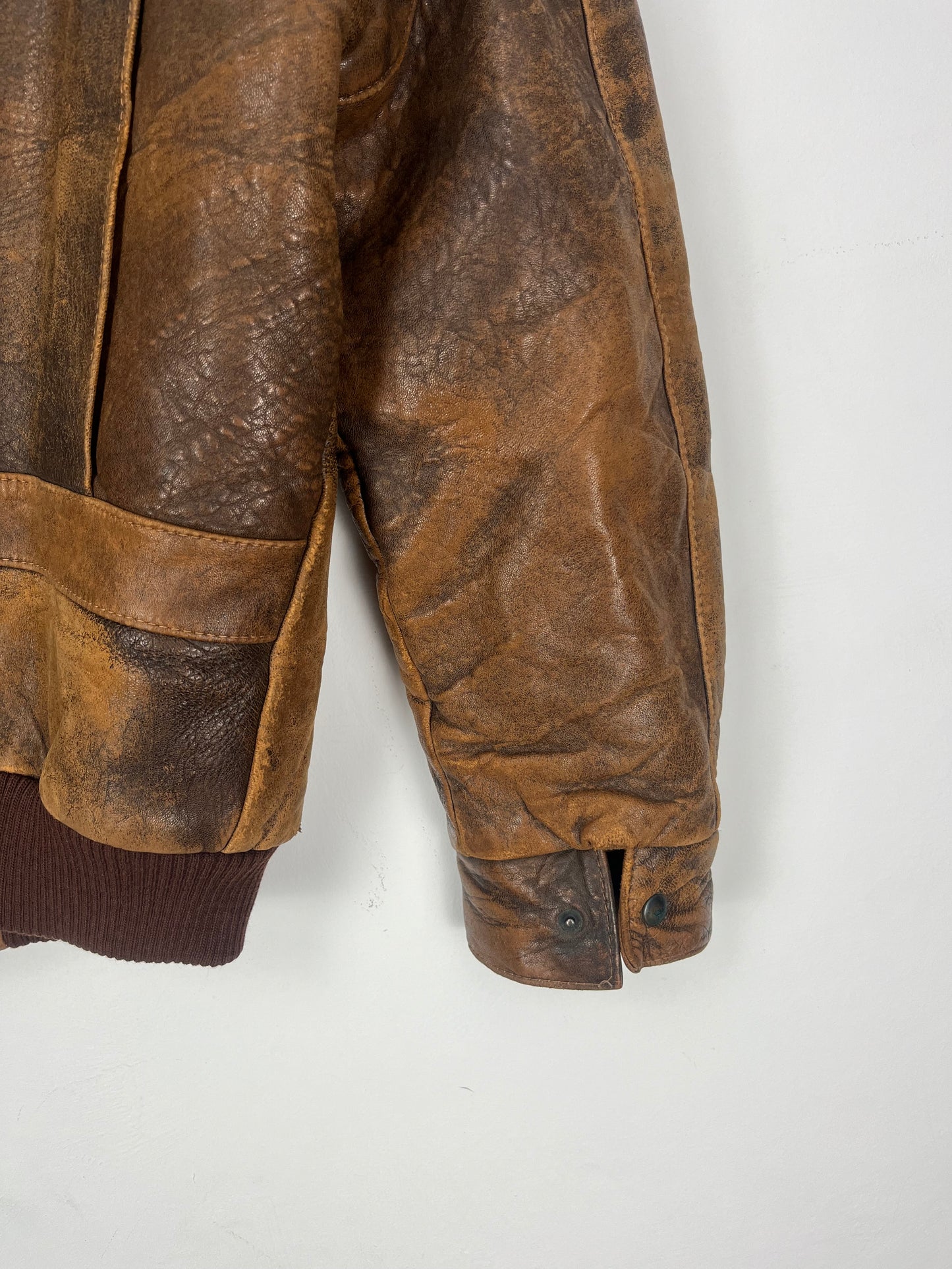 VINTAGE faded brown leather jacket