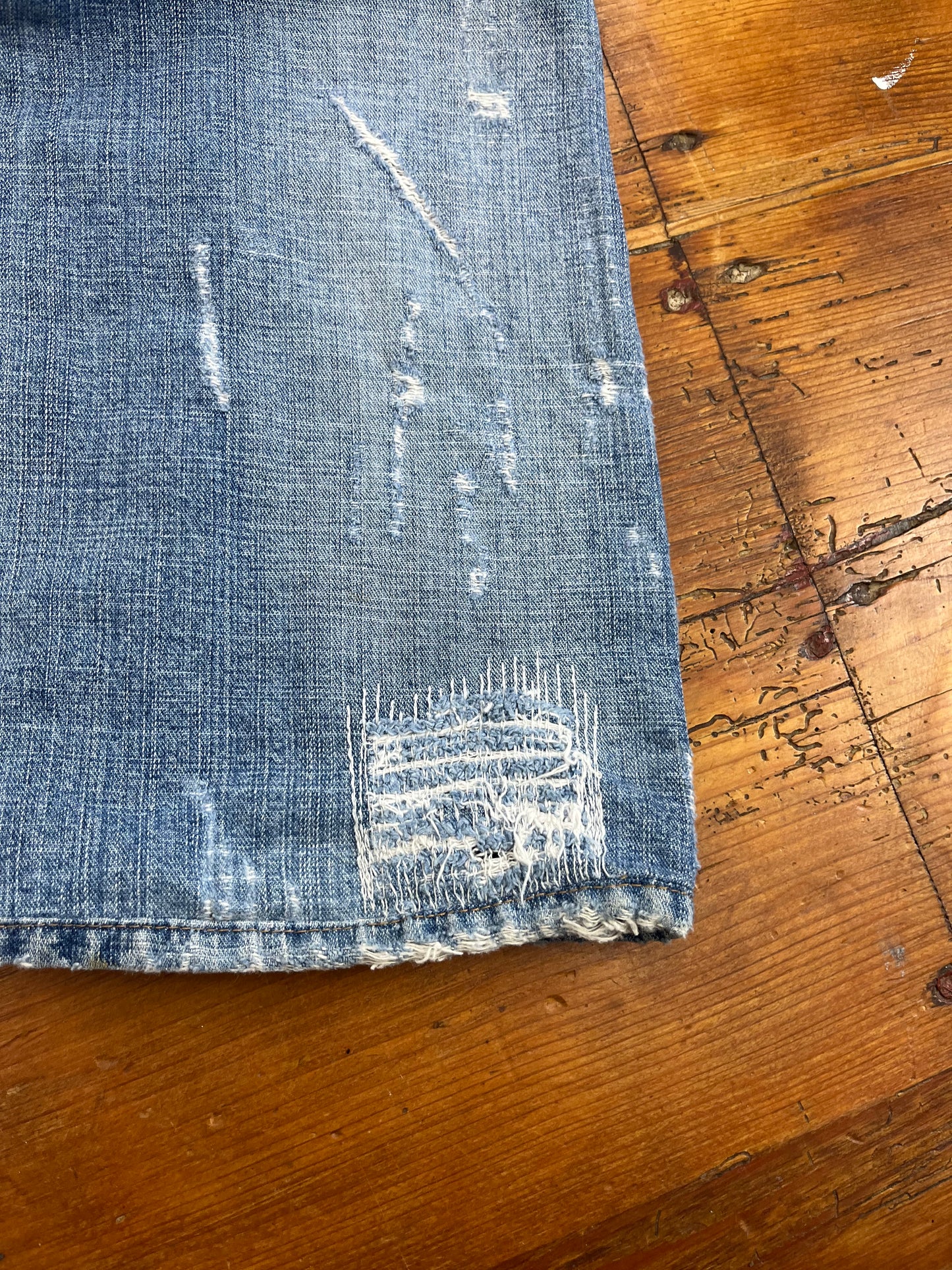 YAZ GATO Japanese 2000s Ripped / Faded Denim Bootcut Jeans