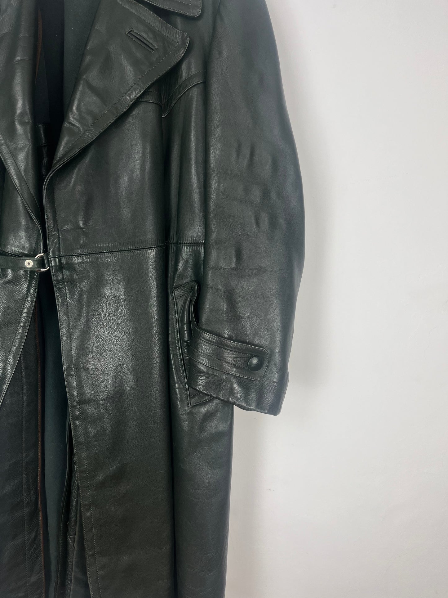 ELLI ZIMMERMANN Vintage dark green Leather Coat
