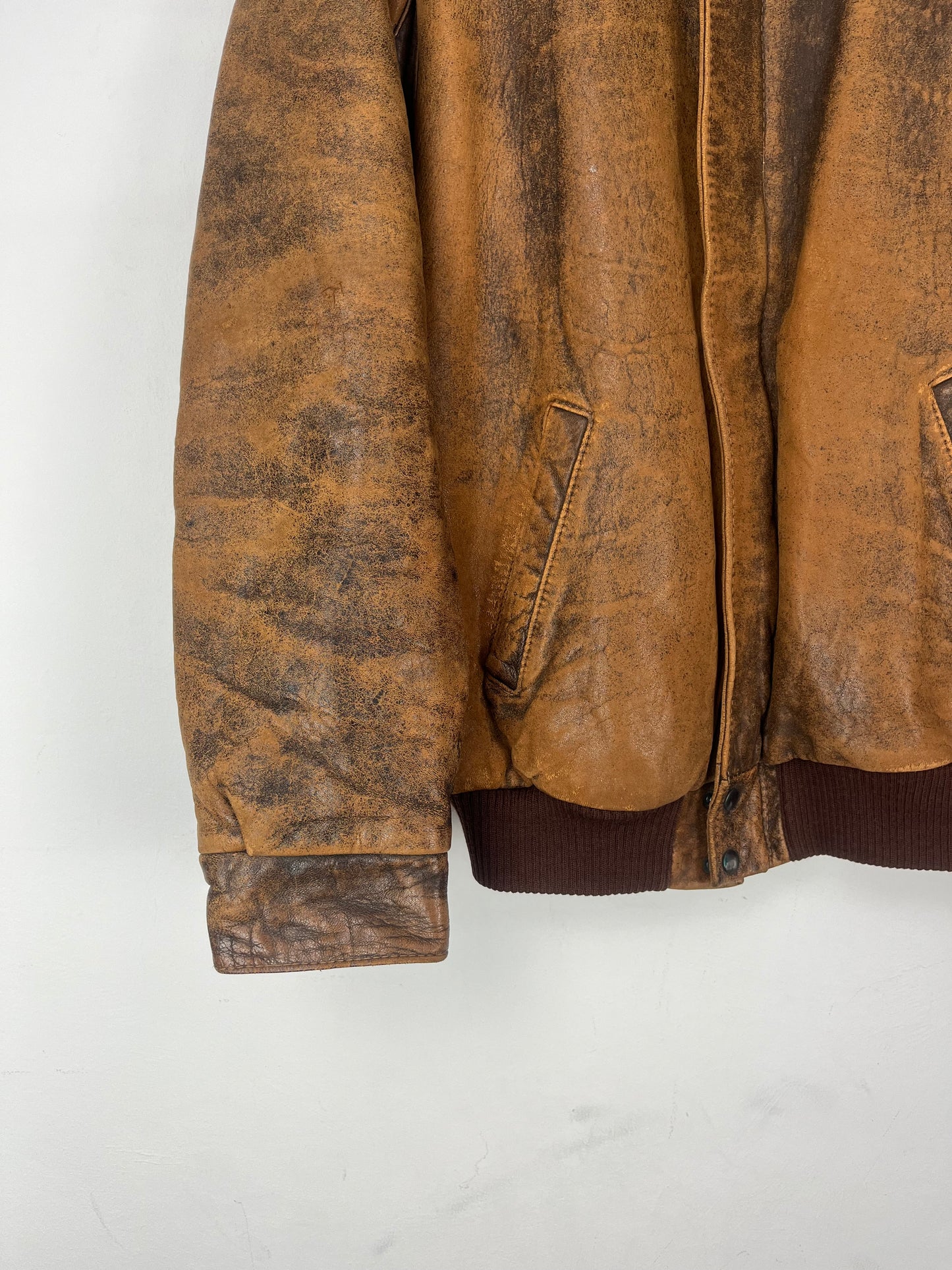 VINTAGE faded brown leather jacket
