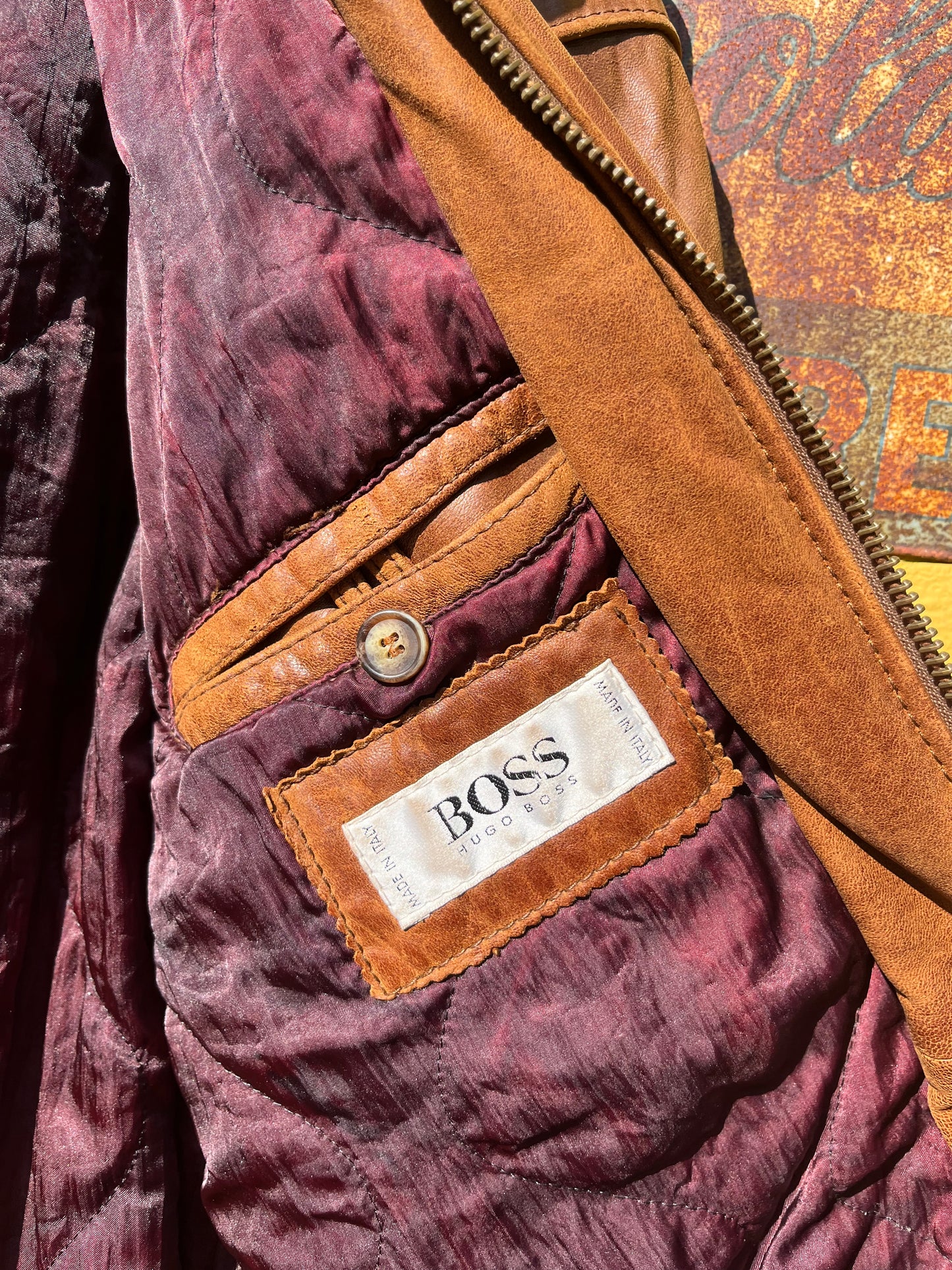 HUGO BOSS cognac brown tone bomber ca. 1980´s