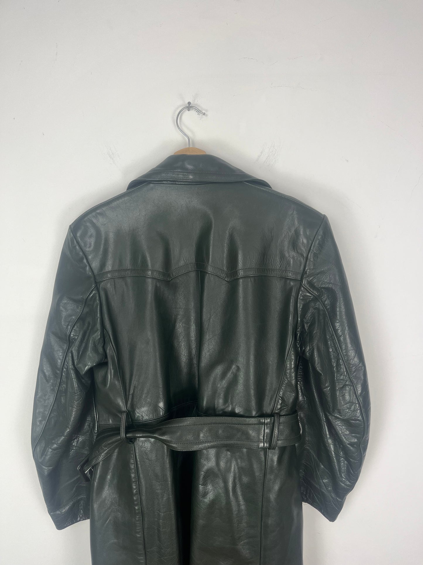 ELLI ZIMMERMANN Vintage dark green Leather Coat