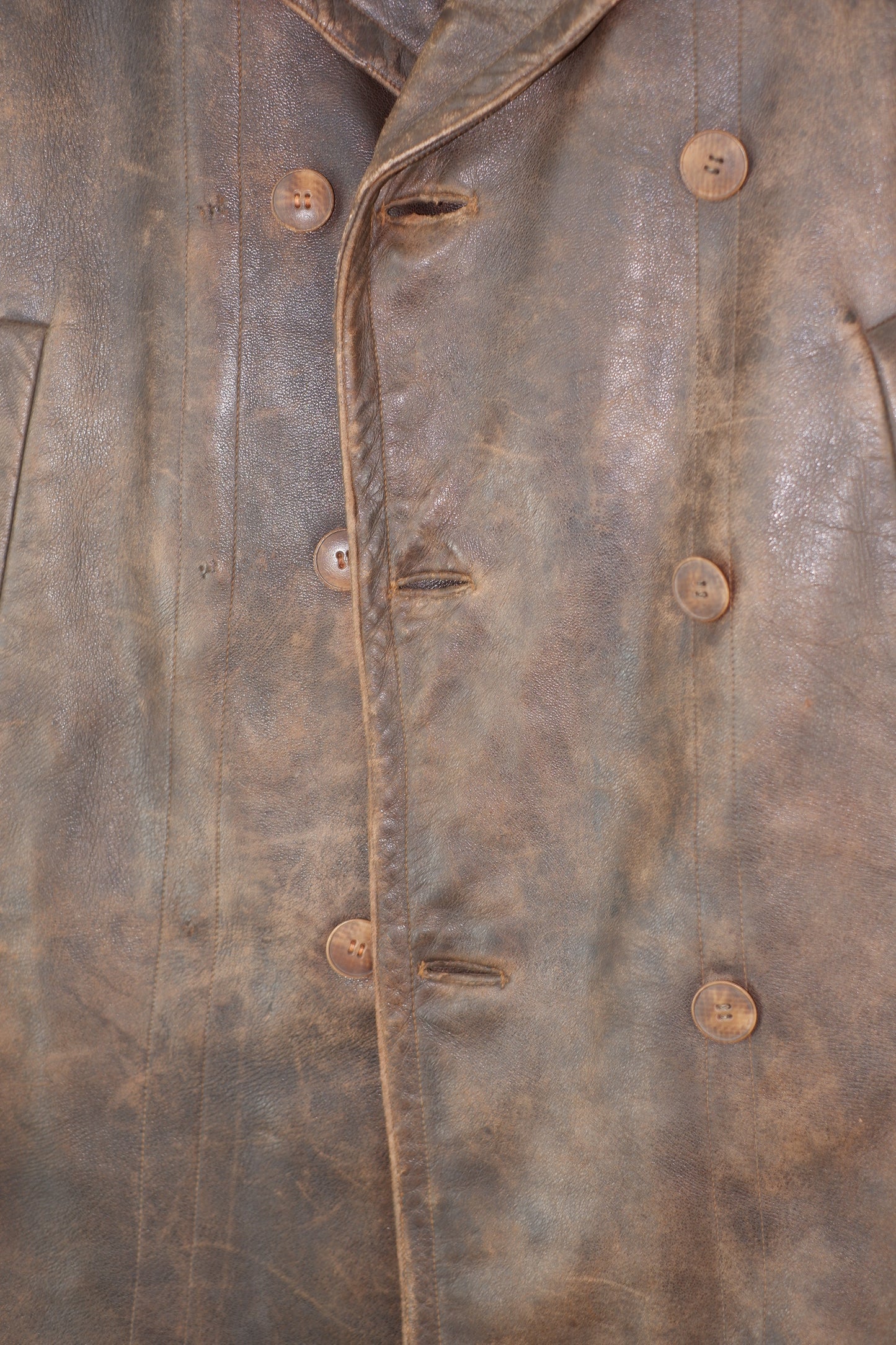 1940s - 1950s Antik / Antique German Leather Jacket / Coat