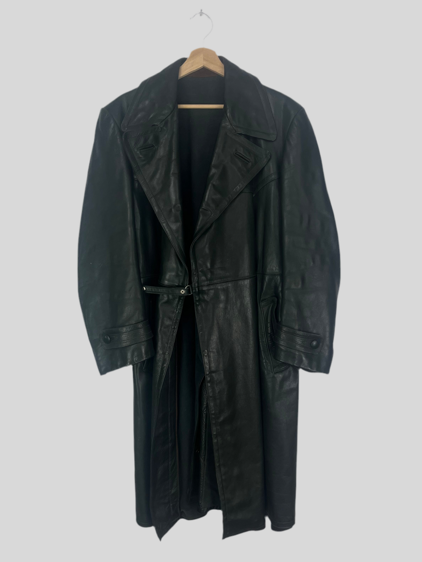 ELLI ZIMMERMANN Vintage dark green Leather Coat