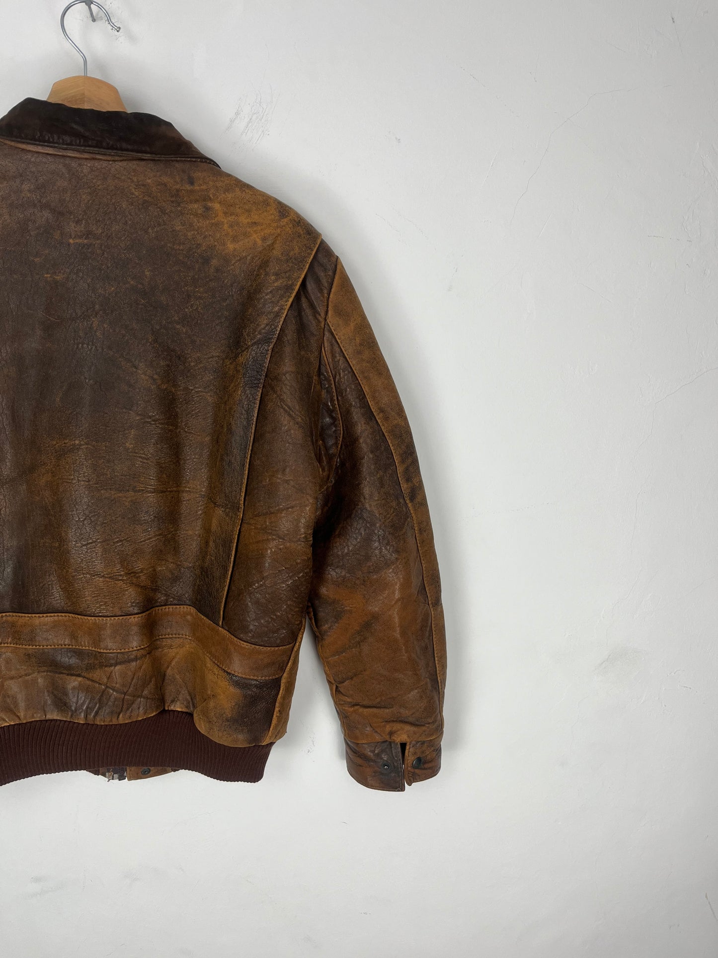 VINTAGE faded brown leather jacket