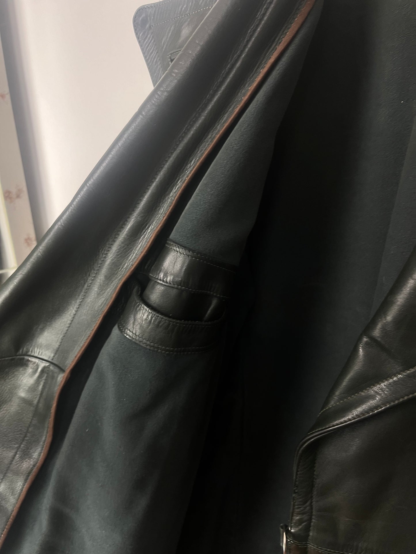 ELLI ZIMMERMANN Vintage dark green Leather Coat