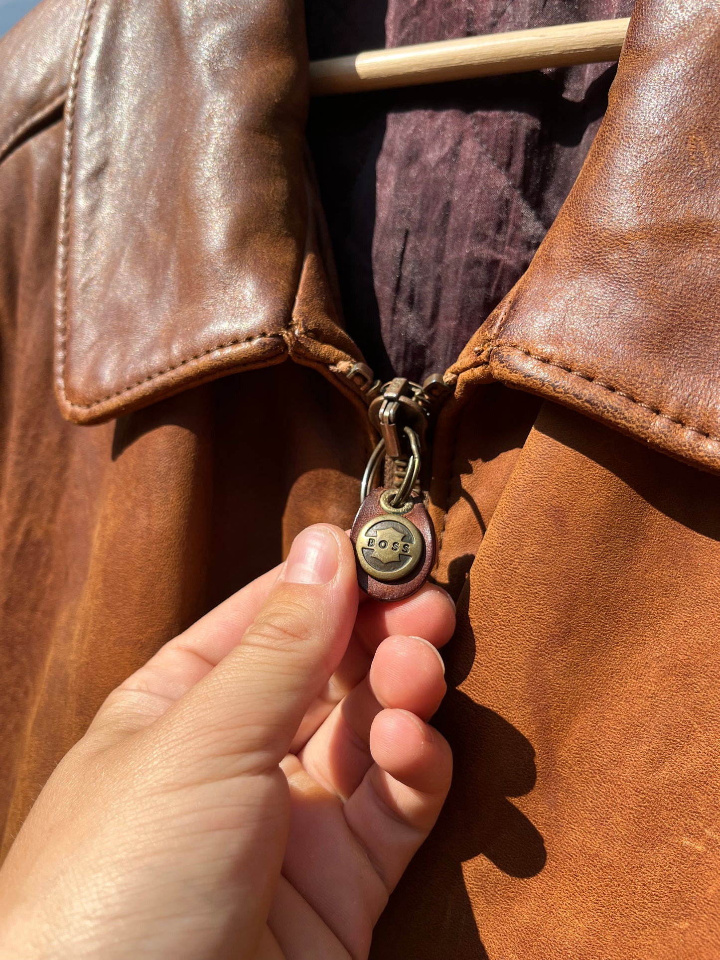 HUGO BOSS cognac brown tone bomber ca. 1980´s