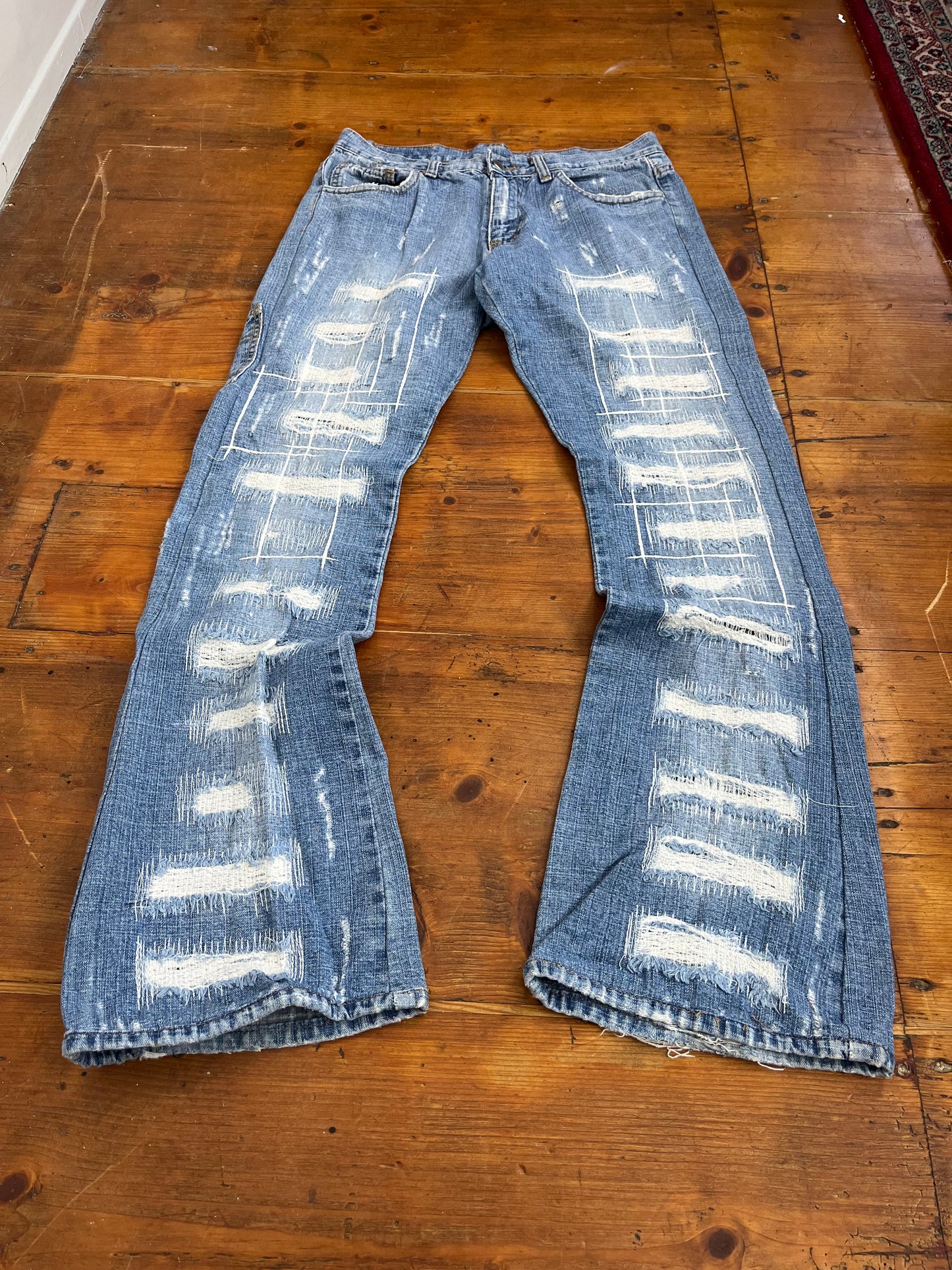 YAZ GATO Japanese 2000s Ripped / Faded Denim Bootcut Jeans