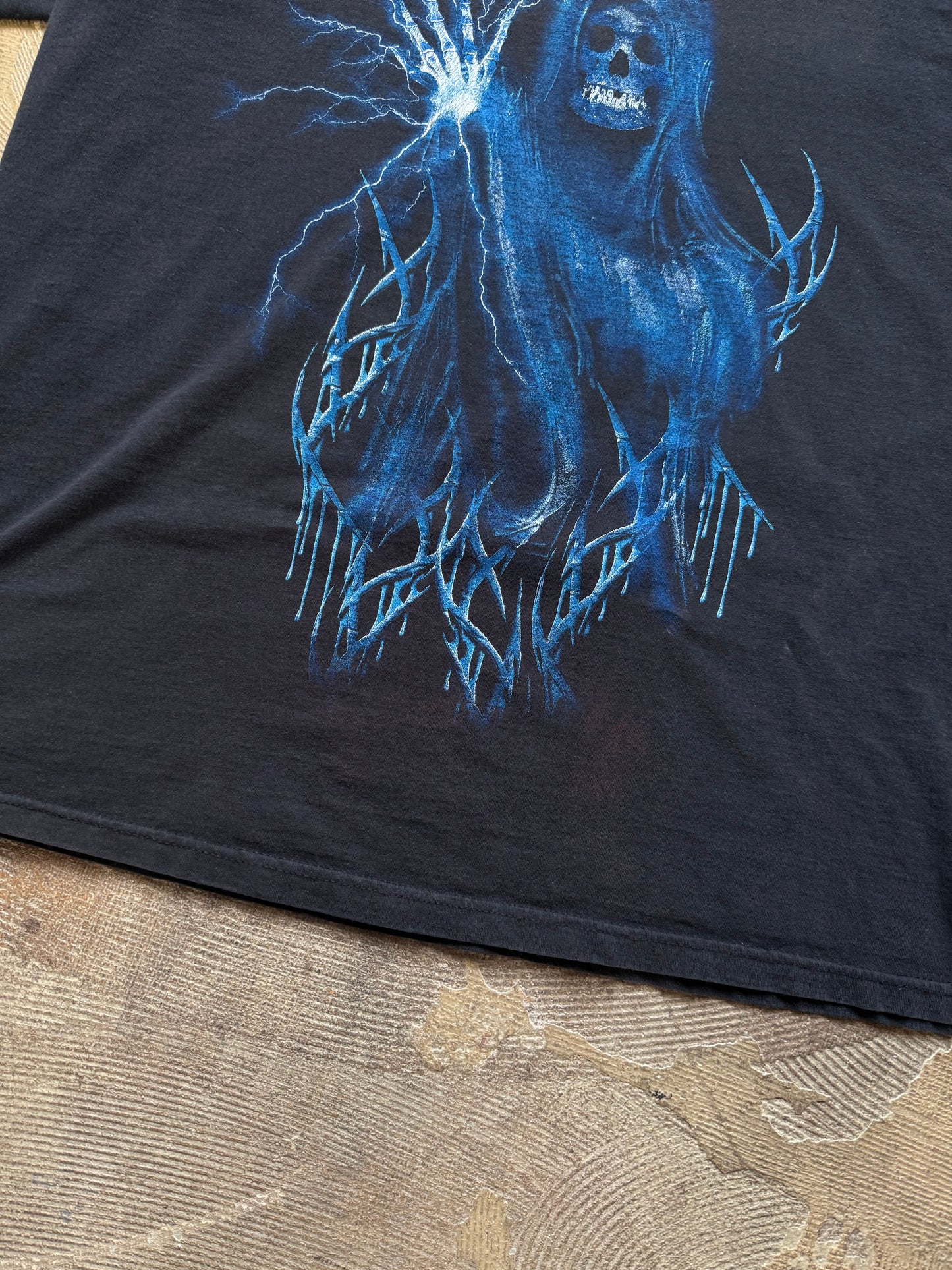 Skull Black vintage lightning T-Shirt