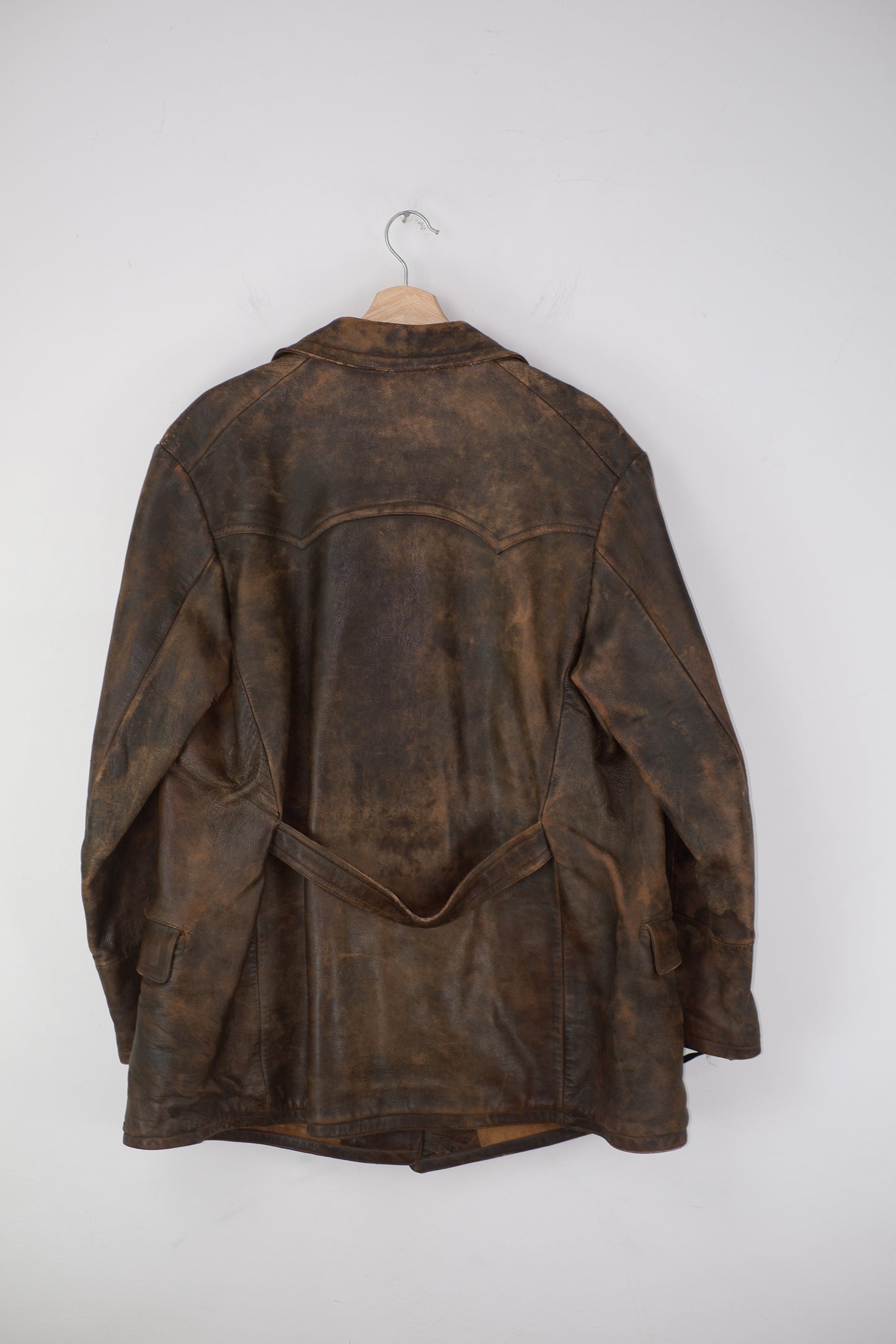 1940s - 1950s Antik / Antique German Leather Jacket / Coat