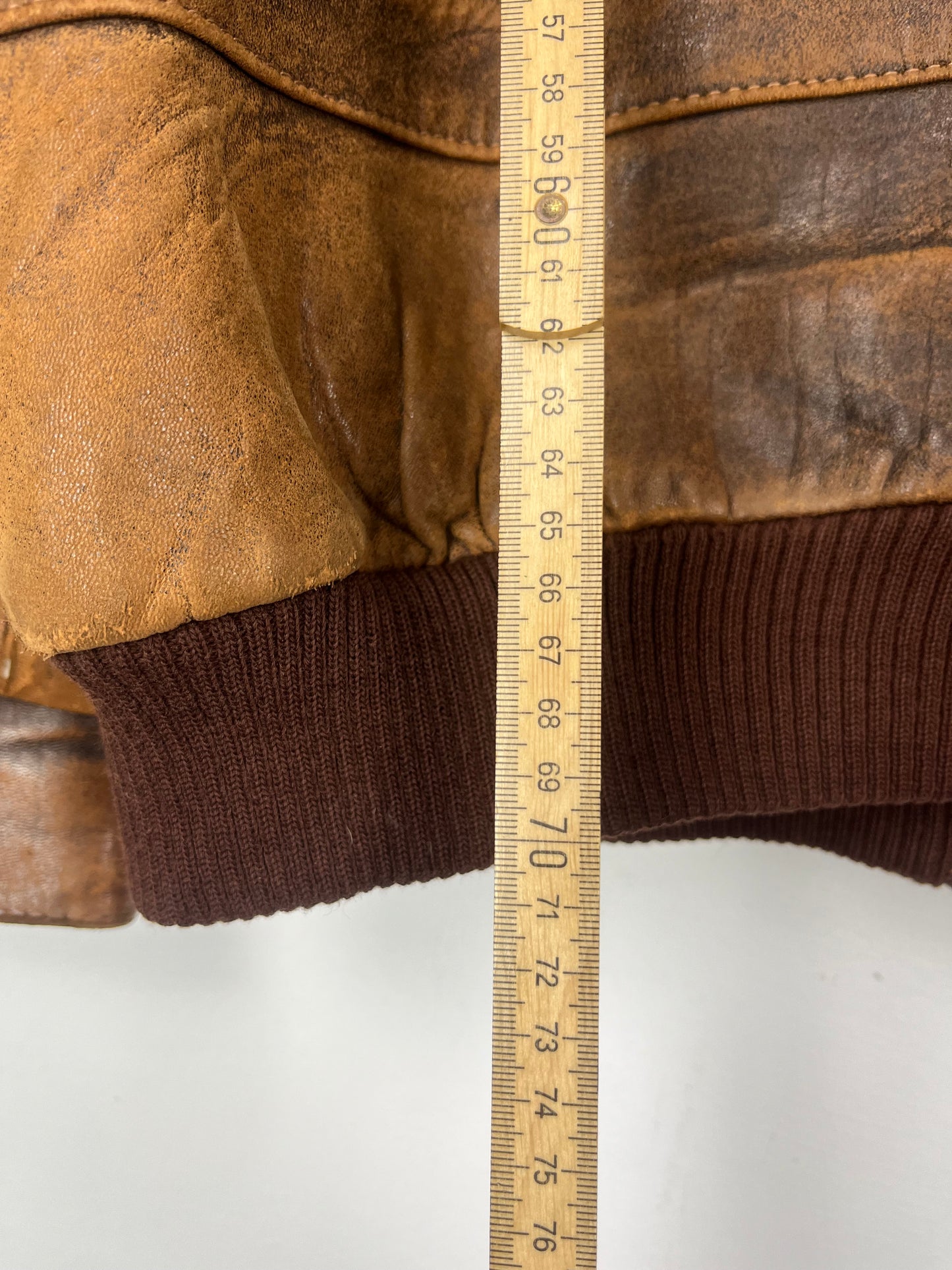 VINTAGE faded brown leather jacket