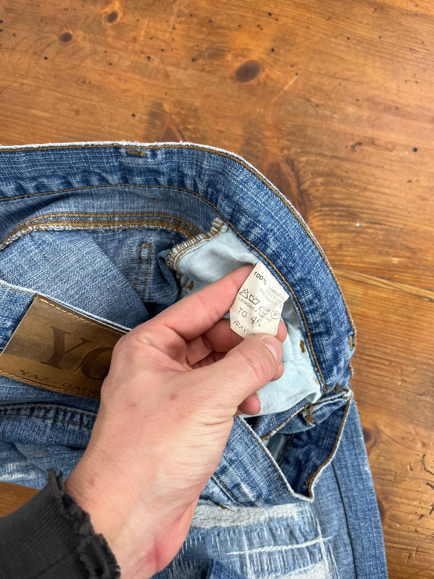 YAZ GATO Japanese 2000s Ripped / Faded Denim Bootcut Jeans