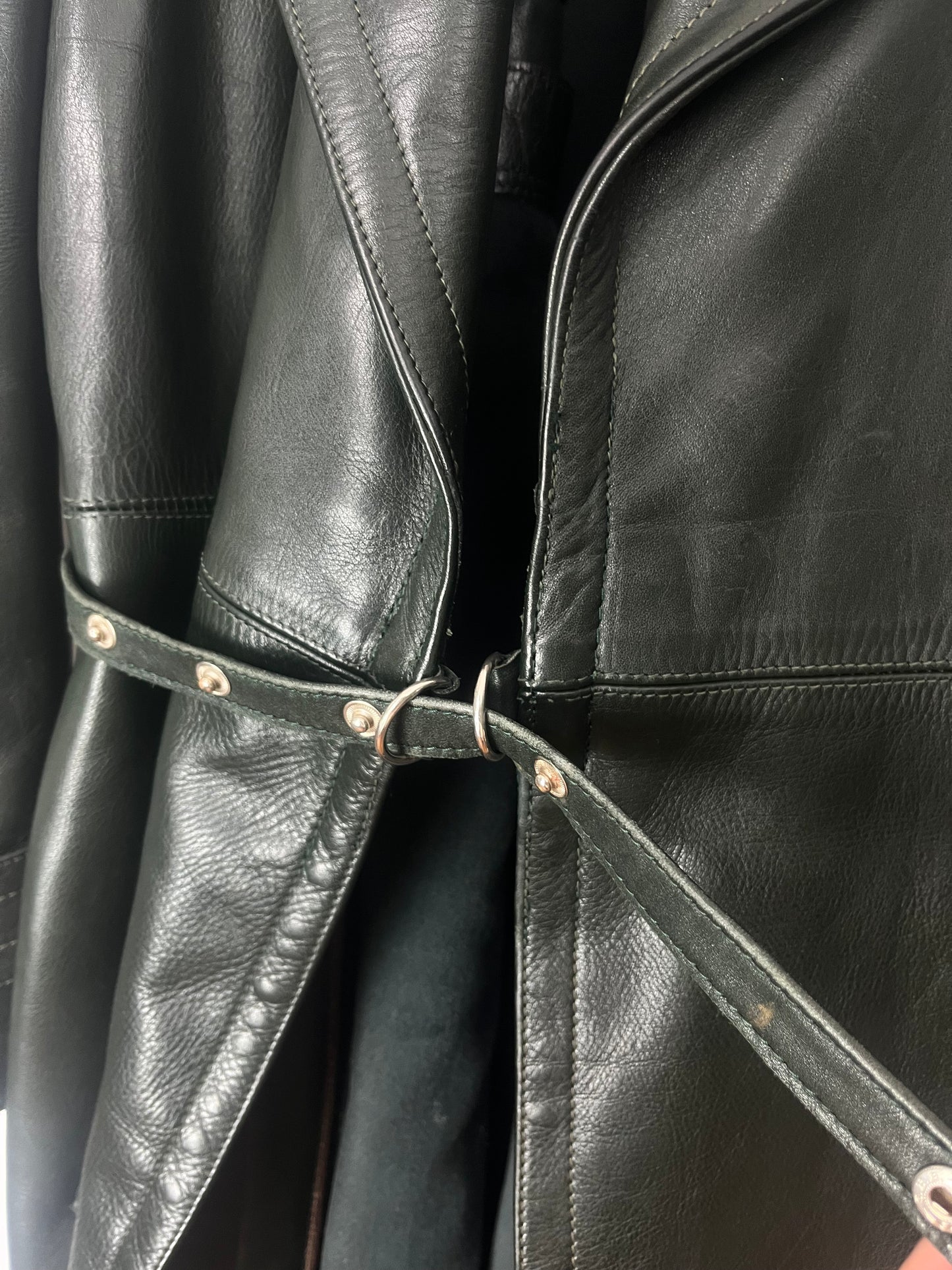 ELLI ZIMMERMANN Vintage dark green Leather Coat