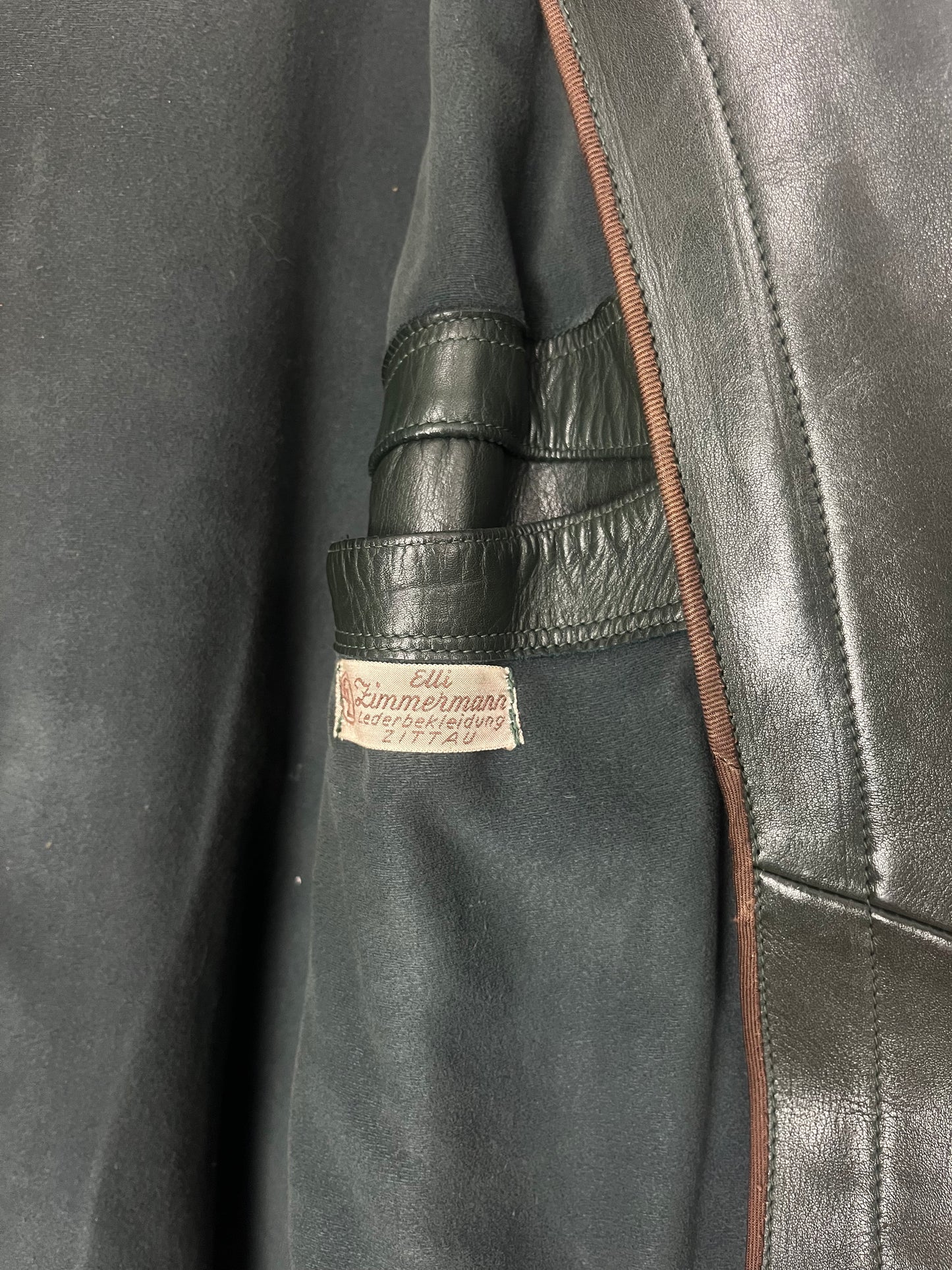 ELLI ZIMMERMANN Vintage dark green Leather Coat