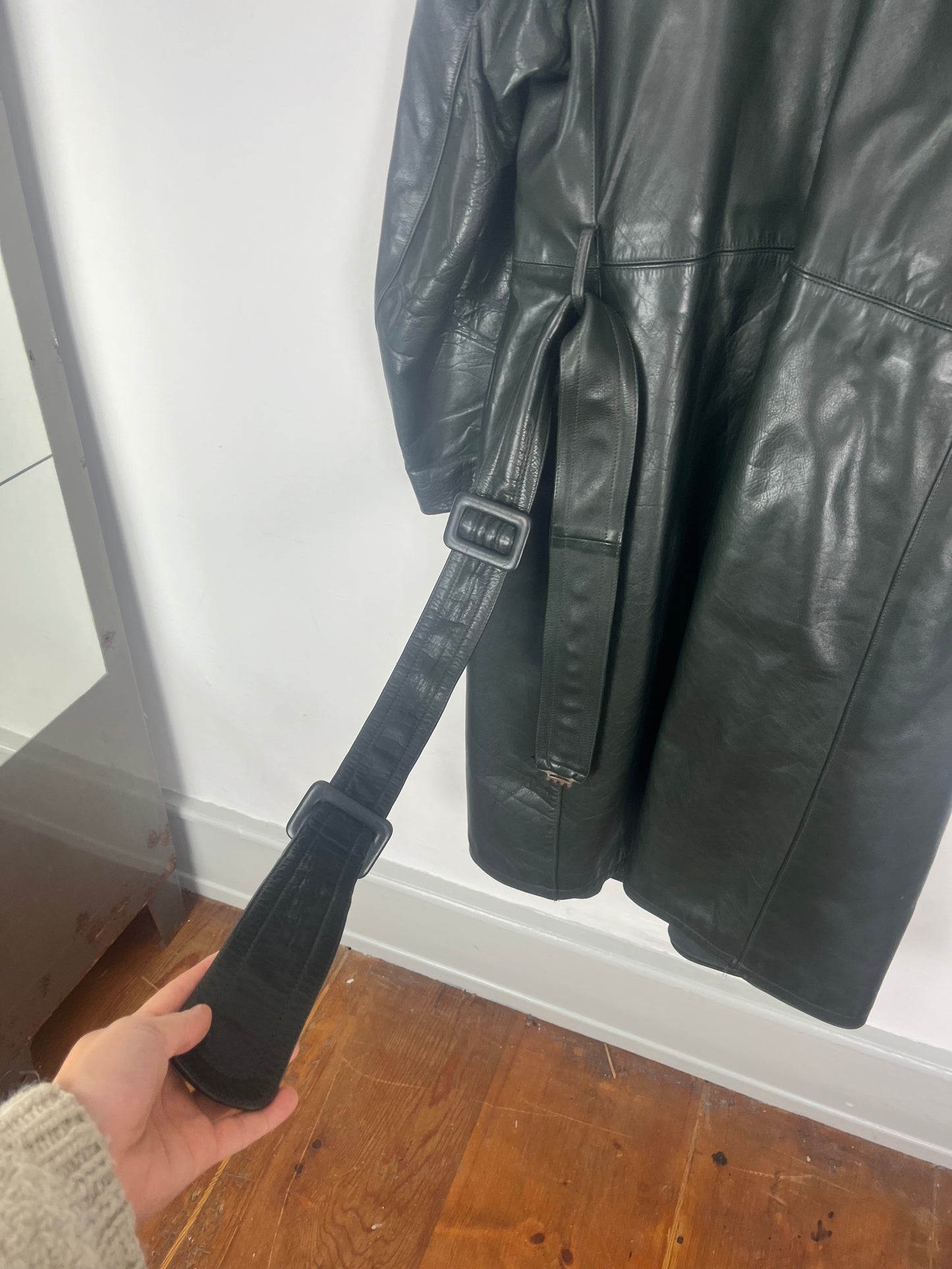 ELLI ZIMMERMANN Vintage dark green Leather Coat