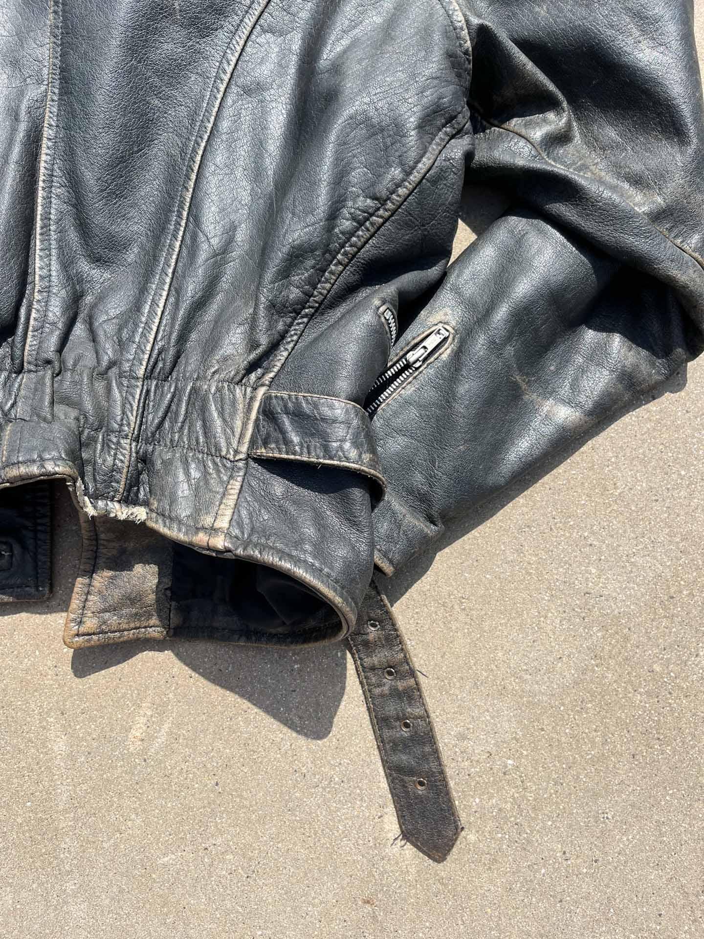 Heavy vintage leather jacket (crazy faded) - secondvintage