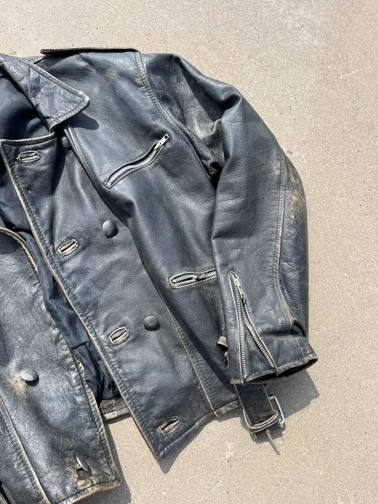 Heavy vintage leather jacket (crazy faded) - secondvintage