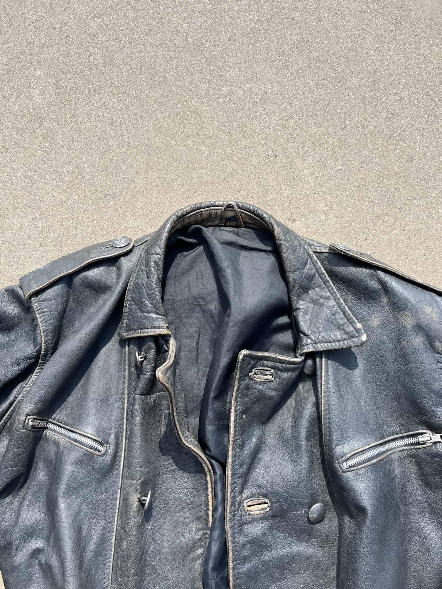 Heavy vintage leather jacket (crazy faded) - secondvintage