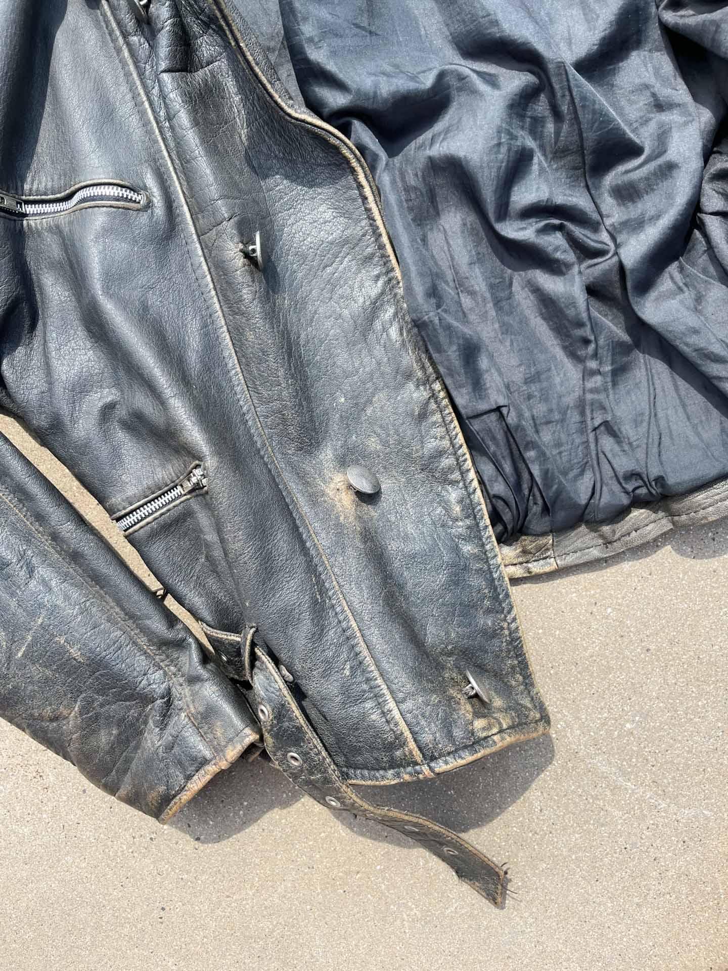 Heavy vintage leather jacket (crazy faded) - secondvintage