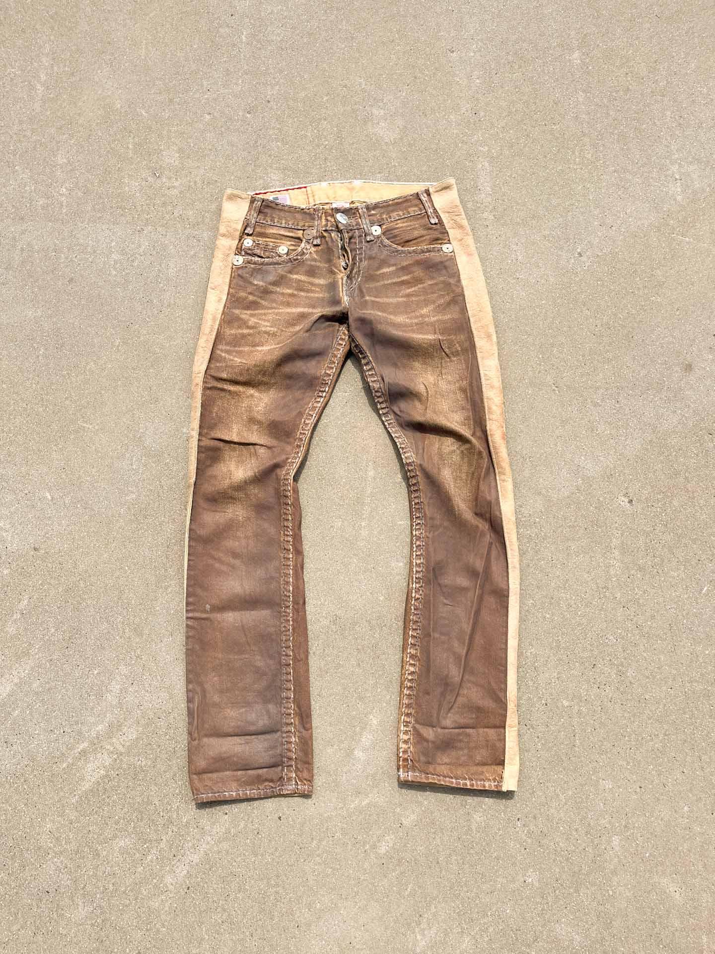 True Religion leather (waxed) pants - secondvintage