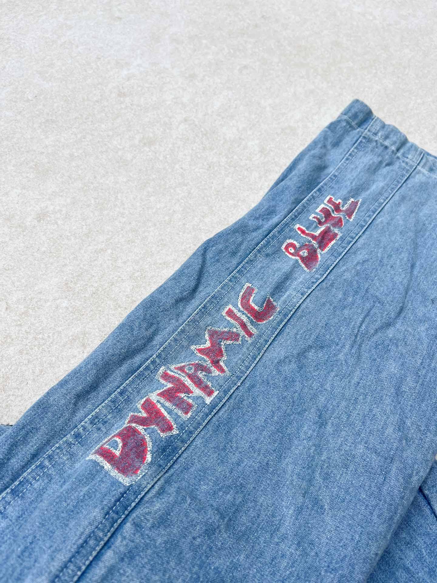 Dynamic Blue patched Jorts - secondvintage