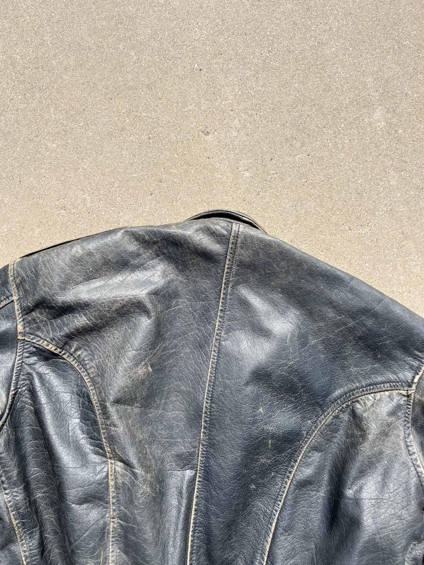 Heavy vintage leather jacket (crazy faded) - secondvintage