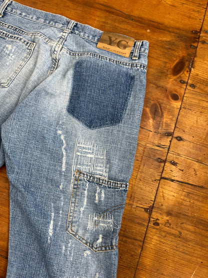 YAZ GATO Japanese 2000s Ripped / Faded Denim Bootcut Jeans