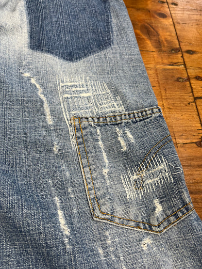 YAZ GATO Japanese 2000s Ripped / Faded Denim Bootcut Jeans