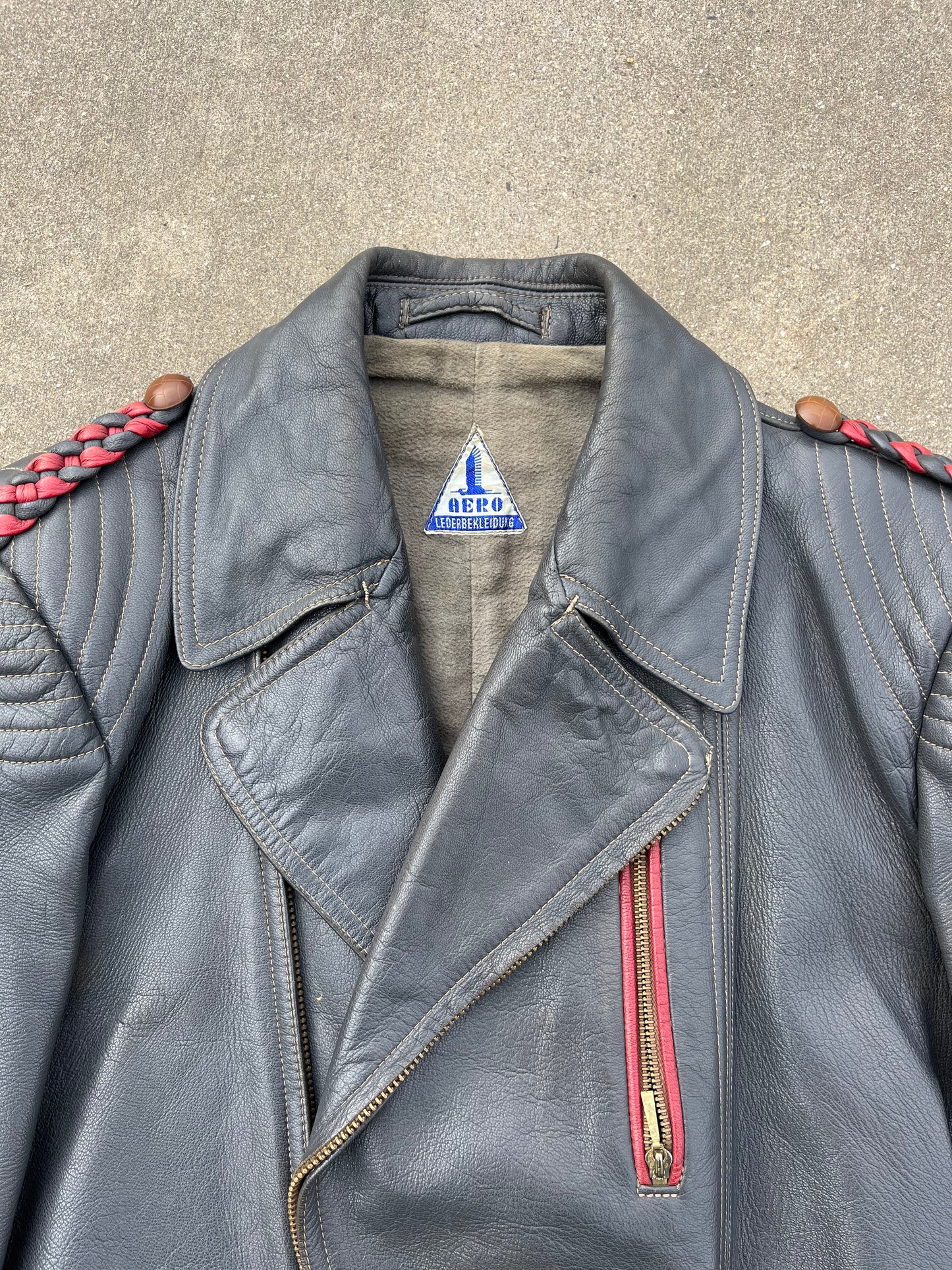 Aero vintage leather biker jacket