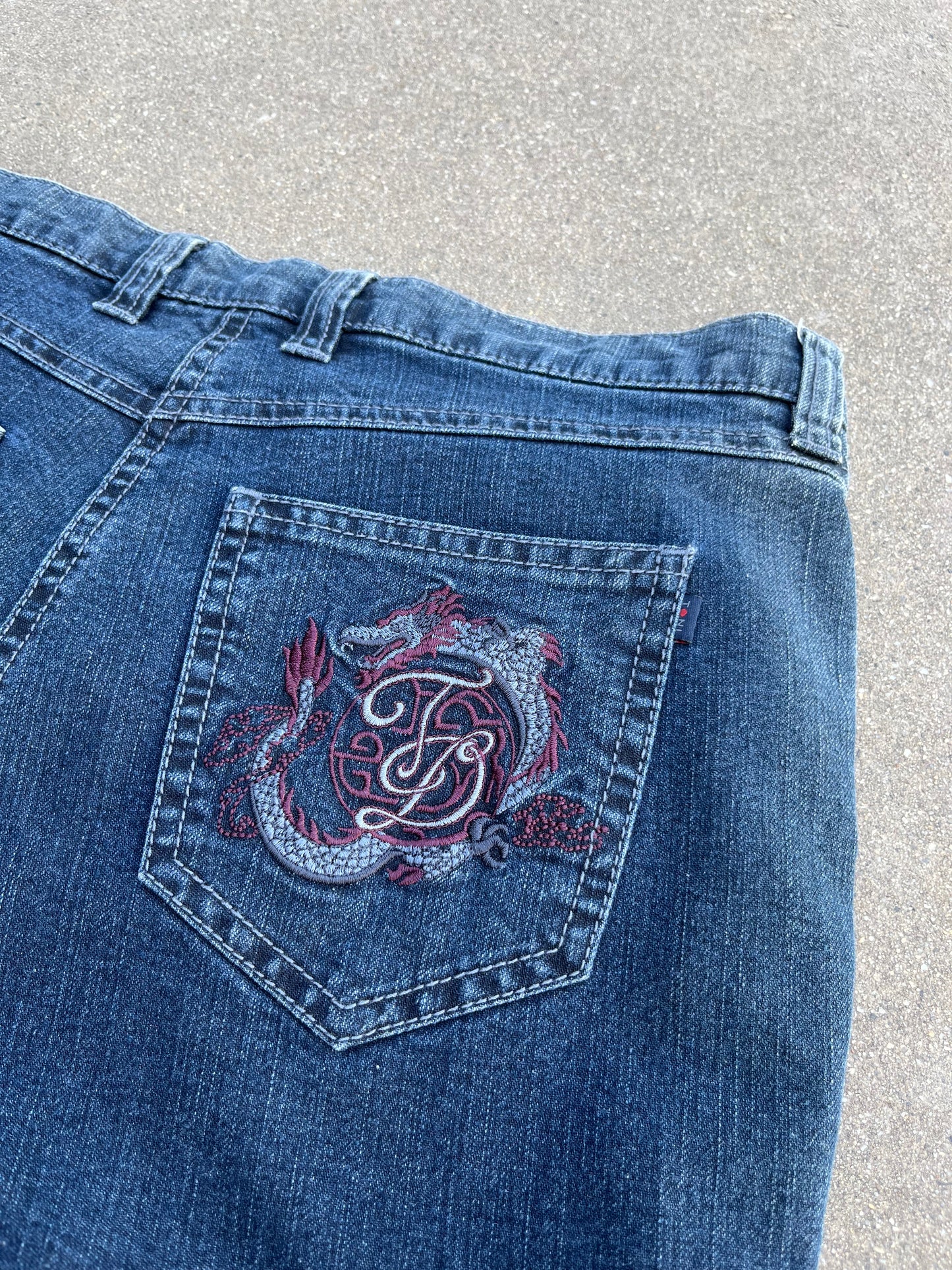 Y2K embroidered denim jeans