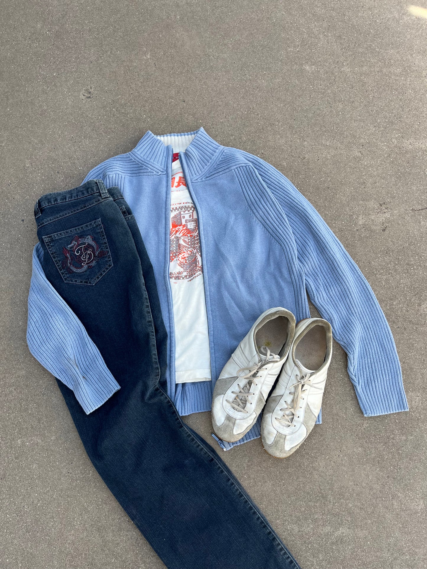 Y2K embroidered denim jeans