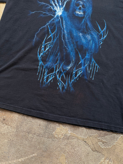 Skull Black vintage lightning T-Shirt