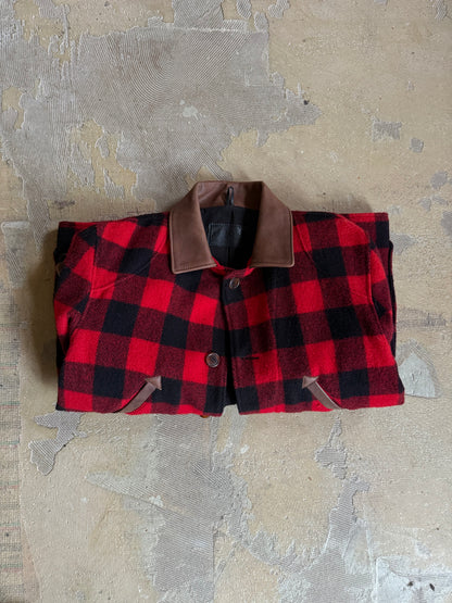 ROOTS made in Canada Buffallo Plaid Wool & Leather