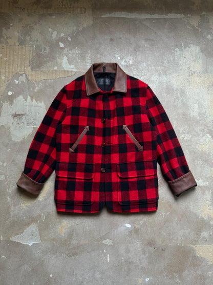 ROOTS made in Canada Buffallo Plaid Wool & Leather