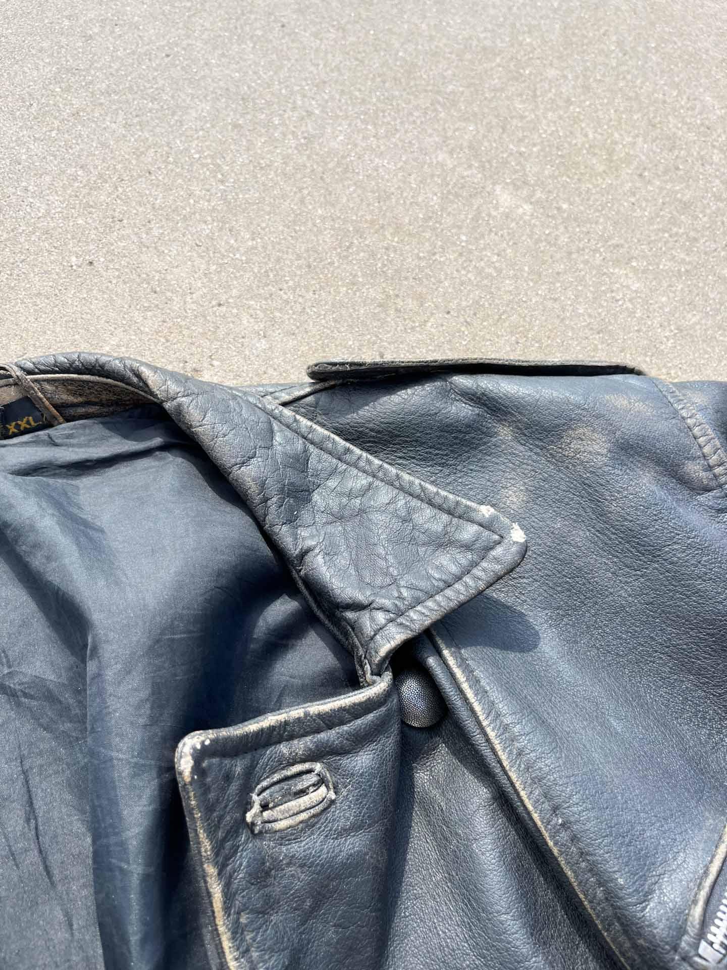 Heavy vintage leather jacket (crazy faded) - secondvintage